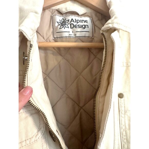 Alpine Design Quilted Lined Chore Coat Size Small Natural Khaki Pockets Full Zip - Picture 11 of 16